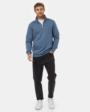 men's quarter zip fleece_blue *Model is 6'2", wearing size M